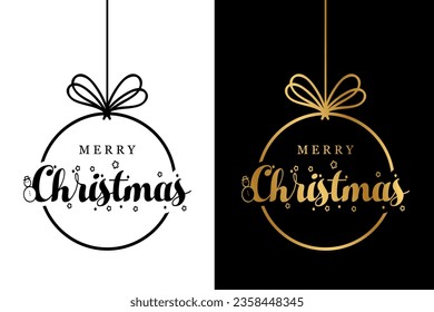 Merry christmas vector design black and gold color on black and white background illustration.