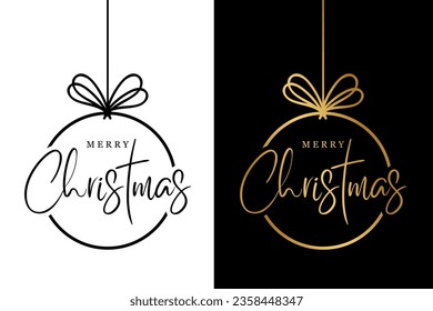 Merry christmas vector design black and gold color on black and white background illustration.