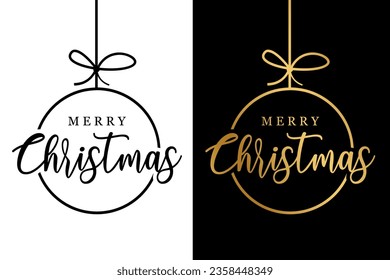 Merry christmas vector design black and gold color on black and white background illustration.