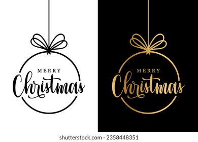 Merry christmas vector design black and gold color on black and white background illustration.