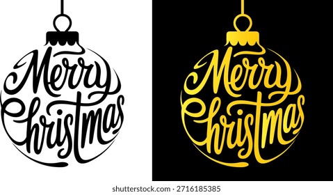 Merry christmas vector design black and gold collection over black and white background, Merry Christmas Lettering Design, eps 10  Vector illustration