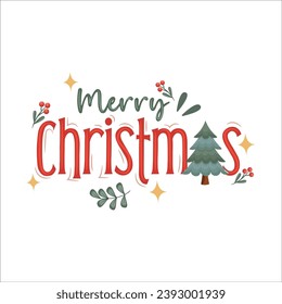 Merry Christmas Vector Design with Decorations