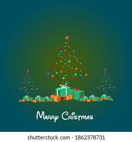 Merry Christmas vector design with give box, snow and stars eps 10 for free royalty