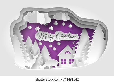 Merry christmas vector design. Happy new year and Merry christmas, paper art and craft style. New year 2021