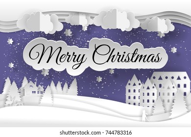 Merry christmas vector design. Happy new year 2021 and Merry christmas, paper art and craft style.