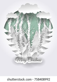 Merry christmas vector design. Happy new year 2021 and Merry christmas, paper art and craft style.