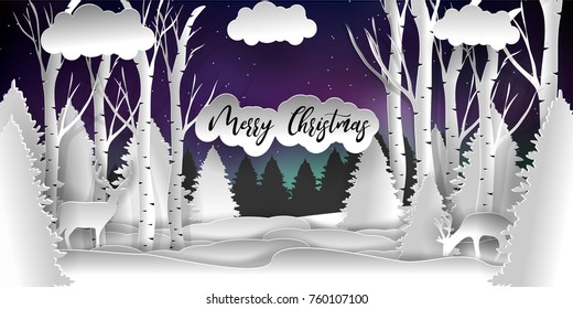 Merry christmas vector design. Happy new year 2021 and Merry christmas, paper art and craft style. 