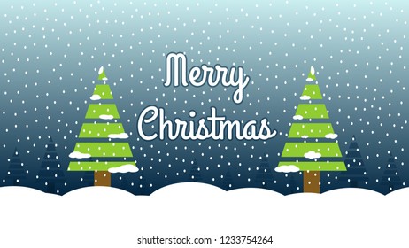 Merry Christmas vector design. Snowy day with christmas trees. xmas, happy christmas, new year.
