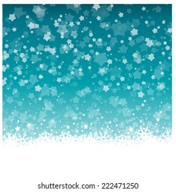 merry christmas vector eps10 design in blue and white / beautyful ice flowers and stars with snowfall  