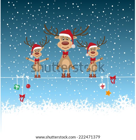 merry christmas vector eps10 design in blue and white / christmas card with beautyful ice flowers and snowfal / cute santa comic cartoon family 