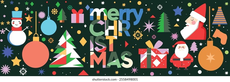 
Merry Christmas vector file with toy,tree, stars and Santa Claus