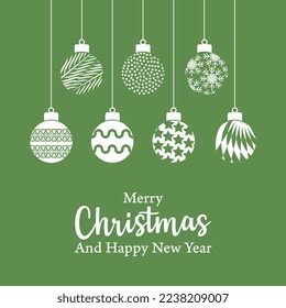 merry christmas vector flat design background balls