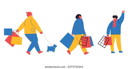 Merry Christmas vector flat illustration. 