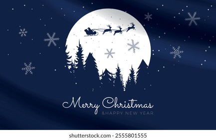 Merry Christmas vector, frame, banner. Happy New Year. Christmas themes. Santa Claus on pine trees