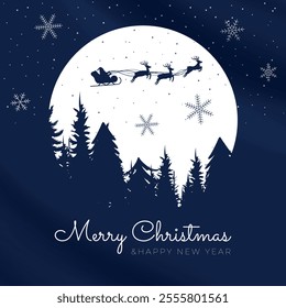 Merry Christmas vector, frame, banner. Happy New Year. Christmas themes. Santa Claus on pine trees