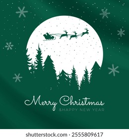 Merry Christmas vector, frame, banner. Happy New Year. Christmas themes. Santa Claus on pine trees