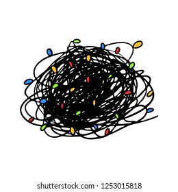 Merry christmas vector garland on white background. Colorful lights. 