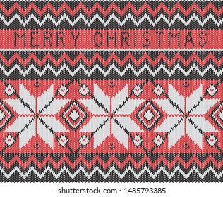 Merry Christmas vector graphic that looks like real knitted stitches.
Patterns include: Snow, star and decorative.
Sweater or jumper style