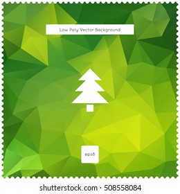 Merry christmas vector green polygonal background.