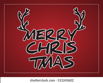 Merry Christmas vector greeting card on red color background. White snowflakes. Happy new year. 2017