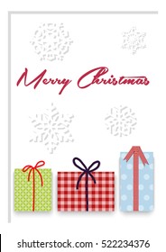Merry Christmas Vector Greeting Card Snowflakes Gifts Postcard