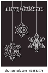Merry Christmas Vector Greeting Card with Snowflakes