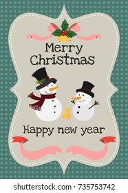 Merry Christmas vector greeting card, Christmas and happy new year invitation card