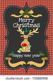 Merry Christmas vector greeting card, Christmas and happy new year invitation card