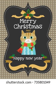 Merry Christmas vector greeting card, Christmas and happy new year invitation card

