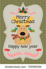 Merry Christmas vector greeting card, Christmas and happy new year invitation card