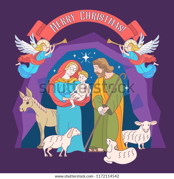 Merry Christmas Vector Greeting Card Virgin Stock Vector (Royalty Free