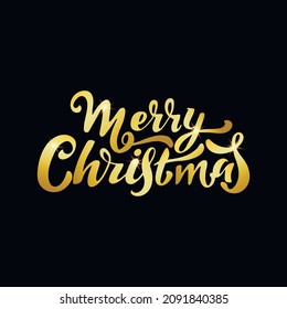 Feliz Navidad, letras de vectores. Letras doradas sobre el fondo negro con brillo. Ilustración vectorial, caligrafía de estilo. Tipografía de vacaciones de invierno. Navidad.