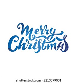 Merry Christmas. Vector hand lettering. Calligraphy letters of blue frosty iced texture. Snowy. Christmas card. Invitation congratulation winter holiday. December. Banner poster. happy holidays card.