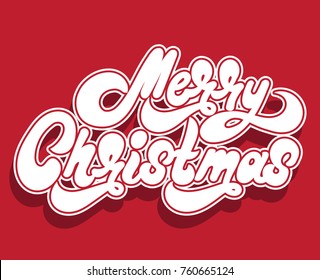 Merry Christmas. Vector handwritten lettering made in 90's style. Template for card, poster, banner, label,  print for t-shirt.