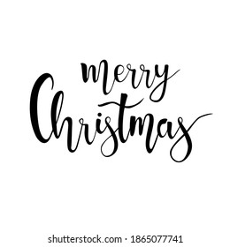 Merry Christmas. Vector holiday quotation. Handwritten modern brush lettering. Hand drawn design elements.