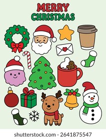 Merry Christmas vector icon set