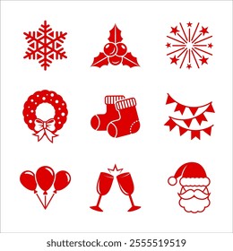 Merry Christmas vector icons 002