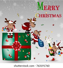 Merry Christmas! Vector illustration. Christmas background with Christmas deers.

