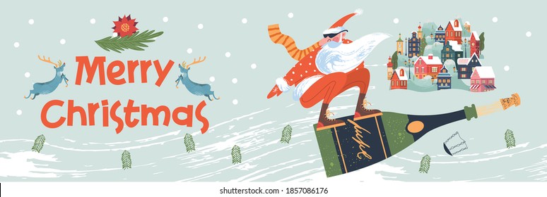 Merry Christmas. Vector illustration, greeting card.
