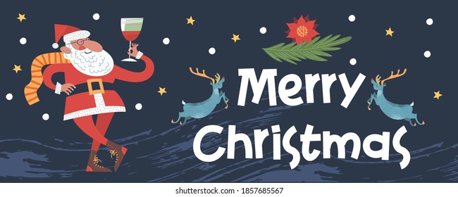 Merry Christmas. Vector illustration, greeting card.