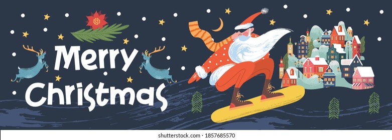 Merry Christmas. Vector illustration, greeting card.