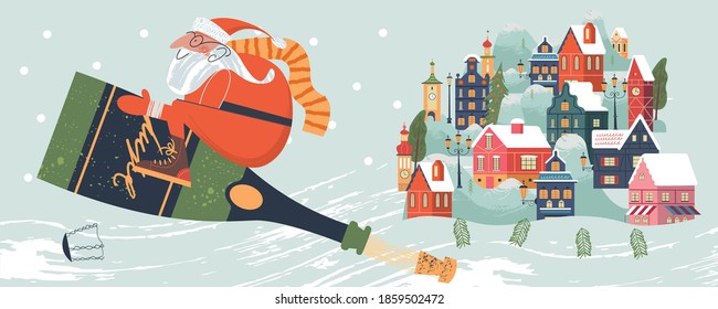 Merry Christmas. Vector illustration, greeting card.