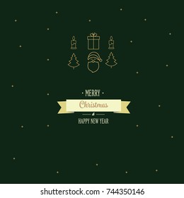 merry Christmas, vector illustration greeting card with happy Christmas and happy new year in vintage style with the image of Santa Claus,merry Christmas