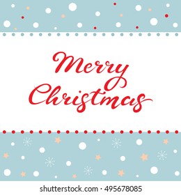 Merry Christmas vector illustration. Hand drawn lettering. Greeting card.