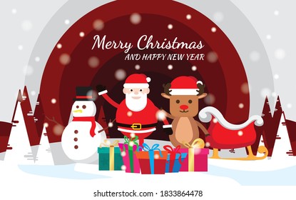 Merry Christmas vector illustration, Happy new year background.