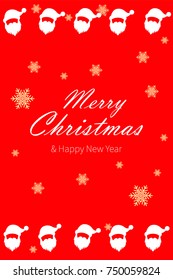 Merry Christmas vector illustration. Happy New Year design on red background with decoration and an inscription. Holiday greeting. 