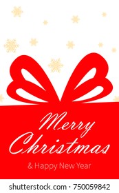 Merry Christmas vector illustration. Happy New Year design on white background with an inscription. Holiday greeting. 