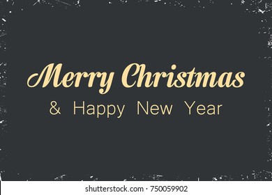 Merry Christmas vector illustration. Happy New Year design on dark background with an inscription. Holiday greeting. 