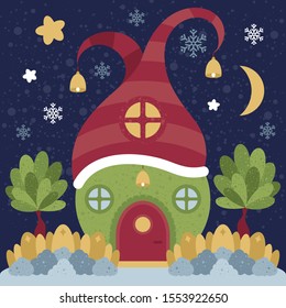 Merry Christmas Vector illustration. House.
