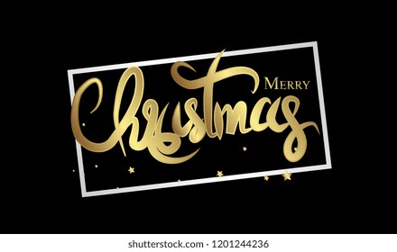 Merry Christmas. Vector Illustration. Lettering Design With Stars And Sparkles